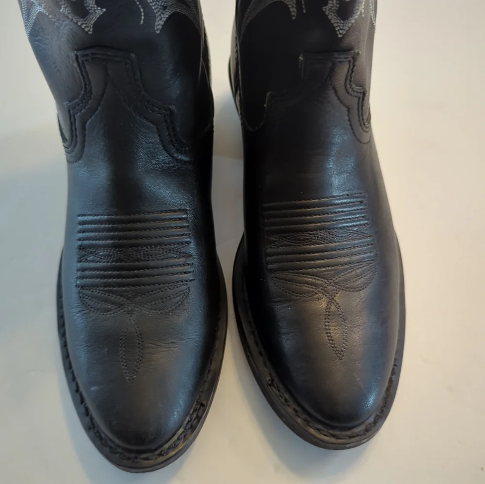 Harley Davidson Leather Cowboy Western Leather Boots Size 7 Black 81598 GUC - Picture 5 of 8